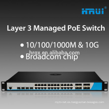 Proveedor chino Layer3 Managed 24 puertos Network Fiber Switch 24 RJ45 4 vías 32 puertos Ethernet switch con poe hub